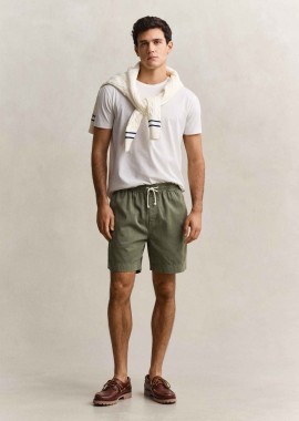 Gant ανδρική βερμούδα με ελαστική μέση Regular Fit - 205645 Λαδί