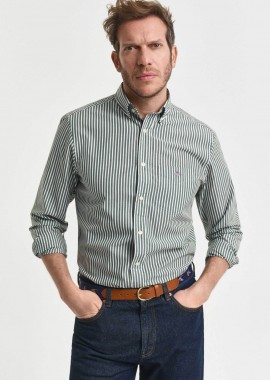 Gant ανδρικό πουκάμισο button down με ριγέ σχέδιο και τσέπη με κεντημένο λογότυπο Regular Fit - 3000130 Κυπαρισσί