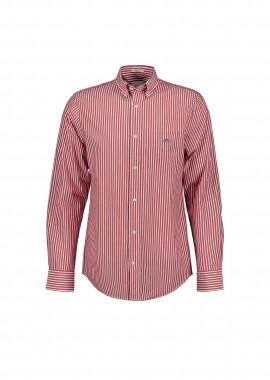 GANT - Gant ανδρικό πουκάμισο button down με ριγέ σχέδιο και τσέπη με κεντημένο λογότυπο Regular Fit - 3000130 Κόκκινο