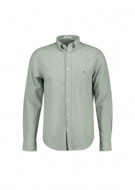 GANT - Gant ανδρικό πουκάμισο button down με ψιλό ριγέ σχέδιο και τσέπη με κεντημένο λογότυπο Regular Fit - 3000140 Πράσινο