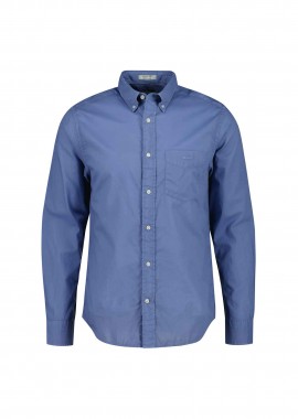 GANT - Gant ανδρικό πουκάμισο button down μονόχρωμο με τσέπη και λογότυπο Regular Fit - 3260065 Μπλε Ανοιχτό