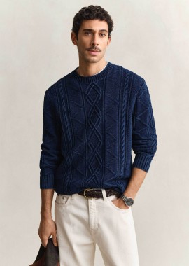 GANT - Gant ανδρικό πουλόβερ με σχέδιο στην πλέξη Regular Fit - 8030279 Μπλε Σκούρο