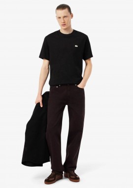 Lacoste ανδρικό τζιν παντελόνι πεντάτσεπο Straight Fit (34L) - HH0717-00 Καφέ Σκούρο