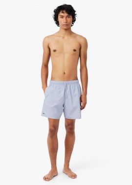 LACOSTE - Lacoste ανδρικό μαγιό σορτς με all-over crocodile print - MH1851 Μπλε Ανοιχτό
