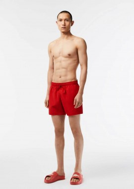 LACOSTE - Lacoste ανδρικό μαγιό σορτς μονόχρωμο με κεντημένο λογότυπο - MH6270 Κόκκινο