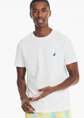Nautica ανδρικό T-shirt με κεντημένο λογότυπο Classic Fit - VR8100 Λευκό