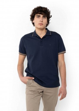 The Bostonians ανδρική μπλούζα πόλο πικέ με waffle pattern Regular Fit - PS1301 Μπλε Marine