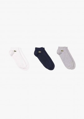 LACOSTE - Lacoste σετ unisex κοντές κάλτσες με κεντημένο λογότυπο (3 ζευγάρια) - RA2917-00 Γκρι