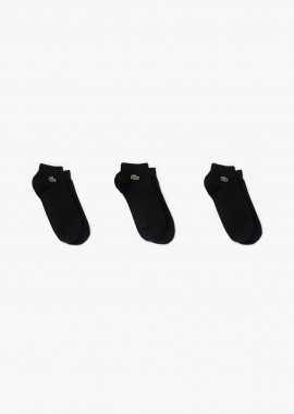 Lacoste σετ unisex κοντές κάλτσες με κεντημένο λογότυπο (3 ζευγάρια) - RA2917-00 Μαύρο