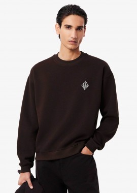 Lacoste ανδρική μπλούζα φούτερ πικέ με κεντημένο retro logo Loose Fit - SH0035-00 Καφέ Σκούρο