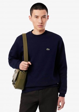 LACOSTE - Lacoste ανδρική μπλούζα φούτερ μονόχρωμη με κεντημένο λογότυπο Classic Fit - SH9608 Μπλε Σκούρο