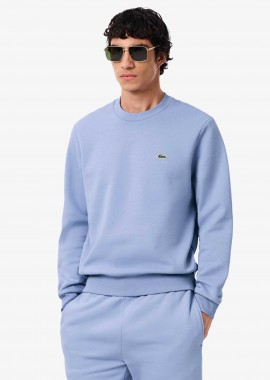 LACOSTE - Lacoste ανδρική μπλούζα φούτερ μονόχρωμη με κεντημένο λογότυπο Classic Fit - SH9608 Λιλά