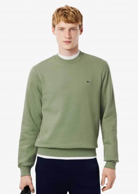 Lacoste ανδρική μπλούζα φούτερ μονόχρωμη με κεντημένο λογότυπο Classic Fit - SH9608 Πράσινο Teal