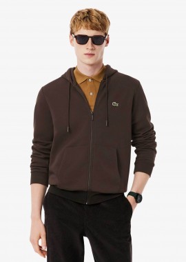 LACOSTE - Lacoste ανδρική ζακέτα φούτερ με κουκούλα και κεντημένο λογότυπο Classic Fit - SH9626 Καφέ