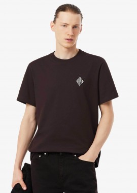 LACOSTE - Lacoste ανδρικό T-shirt με κεντημένο retro logo Classic Fit - TH0028-00 Καφέ Σκούρο