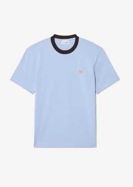 LACOSTE - Lacoste ανδρικό T-shirt με contrast λαιμόκοψη και λογότυπο Classic Fit - TH2323 Μπλε Ανοιχτό