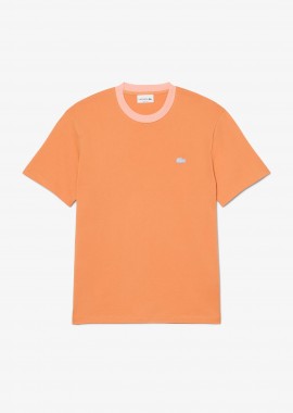 LACOSTE - Lacoste ανδρικό T-shirt με contrast λαιμόκοψη και λογότυπο Classic Fit - TH2323 Πορτοκαλί