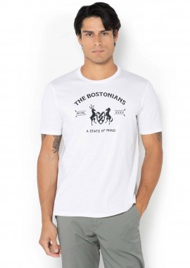 The Bostonians ανδρικό T-shirt με graphic logo print Regular Fit - TS1286N Λευκό