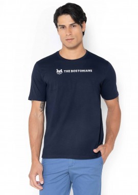 THE BOSTONIANS - The Bostonians ανδρικό T-shirt πικέ με two-tone logo print Regular Fit