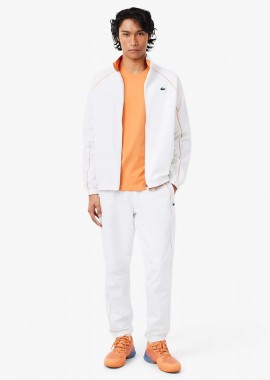 Lacoste σετ ανδρική φόρμα αδιάβροχη με contrast ρίγα και λογότυπο Regular Fit - WH0265 Λευκό