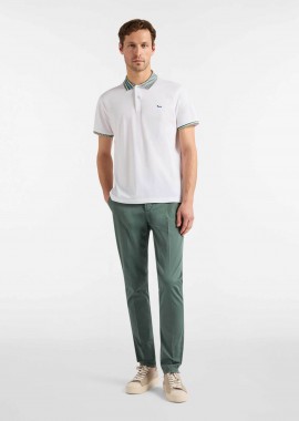 Harmont & Blaine ανδρικό παντελόνι chino με κεντημένο λογότυπο Regular Fit - WNQ300053163 Πράσινο Σκούρο