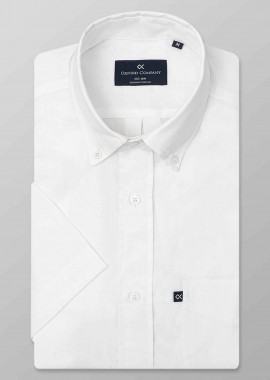 OXFORD COMPANY - Oxford Company ανδρικό κοντομάνικο πουκάμισο button down Regular Fit - F110-BL30.01 Λευκό