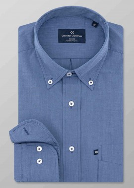 Oxford Company ανδρικό πουκάμισο μονόχρωμο και button down Regular Fit - J111-BW11.01 Μπλε Ανοιχτό