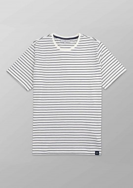 OXFORD COMPANY - Oxford Company ανδρικό T-shirt με ριγέ σχέδιο Regular Fit - K402-MX20.01 Λευκό