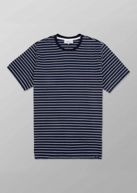 Oxford Company ανδρικό T-shirt με ριγέ σχέδιο Regular Fit - K402-MX20.02 Μπλε Σκούρο