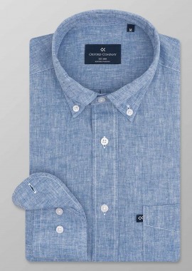 OXFORD COMPANY - Oxford Company ανδρικό sport πουκάμισο button down μονόχρωμο Regular Fit - L310-BN11.03 Σιελ