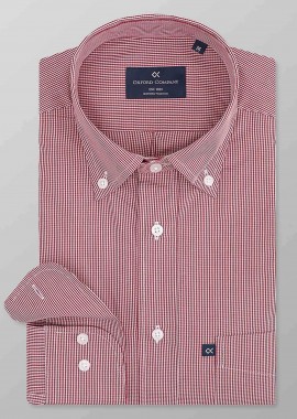 Oxford Company ανδρικό sport πουκάμισο button down ριγέ Regular Fit - M137-BY10.01 Κόκκινο