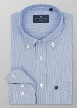 OXFORD COMPANY - Oxford Company ανδρικό sport πουκάμισο button down ριγέ Regular Fit - M124-BZ10.01 Μπλε