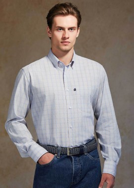 OXFORD COMPANY - Oxford Company ανδρικό sport πουκάμισο button down καρό Regular Fit - M130-BZ10.01 Μπλε