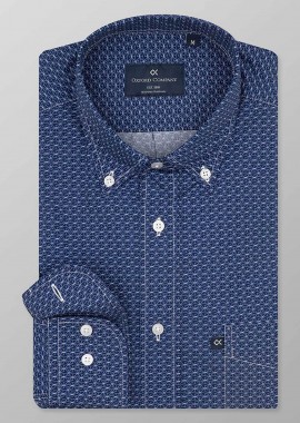 OXFORD COMPANY - Oxford Company ανδρικό sport πουκάμισο button down με all-over print Regular Fit - M161-BZ10.01 Μπλε