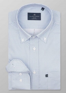 OXFORD COMPANY - Oxford Company ανδρικό sport πουκάμισο button down με all-over print Regular Fit - M162-BZ10.01 Γαλάζιο