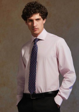 OXFORD COMPANY - Oxford Company ανδρικό Classic πουκάμισο ριγέ Regular Fit Club - M325NRZ20.01 Ροζ