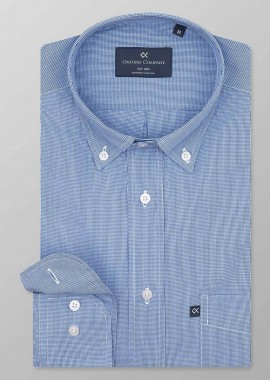 Oxford Company ανδρικό sport πουκάμισο button down καρό Regular Fit - M134-BZ10.01 Μπλε