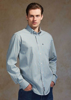 Oxford Company ανδρικό sport πουκάμισο button down καρό Regular Fit - M135-BZ10.02 Μπλε