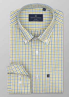 OXFORD COMPANY - Oxford Company ανδρικό sport πουκάμισο button down καρό Regular Fit - M135-BZ10.03 Μπλε-Πράσινο