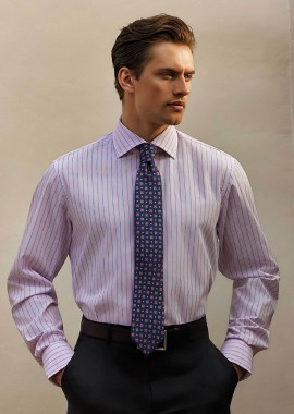 Oxford Company ανδρικό Classic πουκάμισο ριγέ Regular Fit Club - M323NRZ20.01 Ροζ