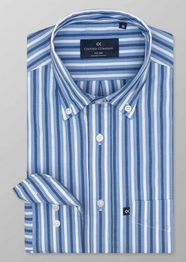Oxford Company ανδρικό sport πουκάμισο button down ριγέ Regular Fit - M123-BZ10.01 Μπλε