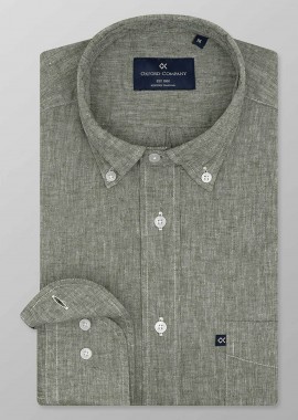 OXFORD COMPANY - Oxford Company ανδρικό sport πουκάμισο button down μονόχρωμο Regular Fit - L210-BZ10.04 Λαδί