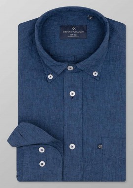 OXFORD COMPANY - Oxford Company ανδρικό sport πουκάμισο button down μονόχρωμο Regular Fit - L210-BZ10.07 Μπλε