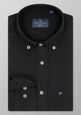 OXFORD COMPANY - Oxford Company ανδρικό sport πουκάμισο button down μονόχρωμο Regular Fit - L210-BZ10.09 Μαύρο