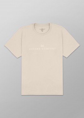 Oxford Company ανδρικό T-shirt μονόχρωμο με κεντημένο λογότυπο Regular Fit - K501-MZ20.02 Εκρού