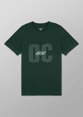 Oxford Company ανδρικό T-shirt μονόχρωμο με λογότυπο και print Regular Fit - K503-MZ20.09 Πράσινο Σκούρο