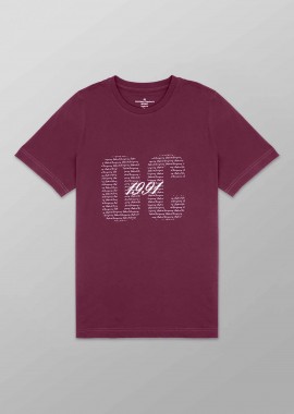 Oxford Company ανδρικό T-shirt μονόχρωμο με λογότυπο και print Regular Fit - K503-MZ20.20 Μοβ