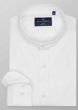 Oxford Company ανδρικό πουκάμισο sport με μάο γιακά μονόχρωμο Regular Fit - L210-MZ20.01 Λευκό