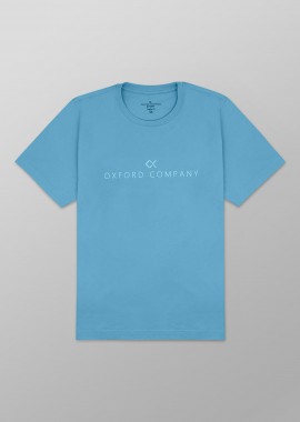 OXFORD COMPANY - Oxford Company ανδρικό T-shirt μονόχρωμο με κεντημένο λογότυπο Regular Fit - K501-MZ20.11 Τυρκουάζ