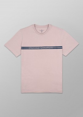 OXFORD COMPANY - Oxford Company ανδρικό T-shirt μονόχρωμο με λογότυπο Regular Fit - K502-MZ20.06 Λιλά
